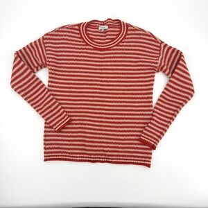 Madewell Women Red Cream Striped Crewneck Sweater Cotton Blend XXS NB358